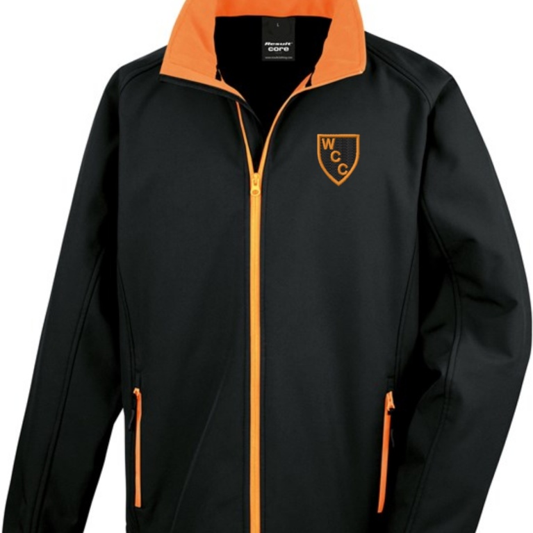 Core Printable Softshell Jacket : Black/Orange